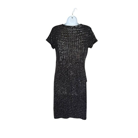 Enfocus Studio Glistening Black Beaded Stretchy Dress Size 8 Party Evening Event - Picture 3 of 8